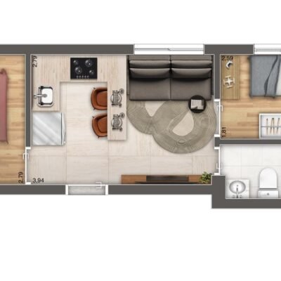 2 Dorms • 31 m²