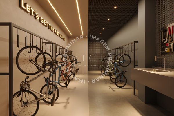 Perspectiva artística do bicicletário
