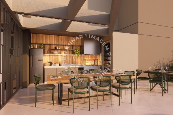 Perspectiva artística da churrasqueira térrea