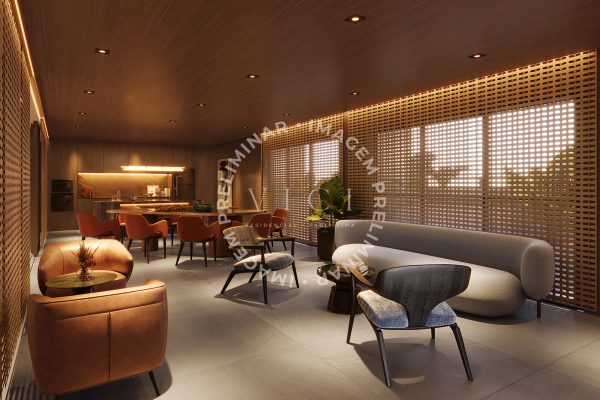 Perspectiva artística do salão de festas