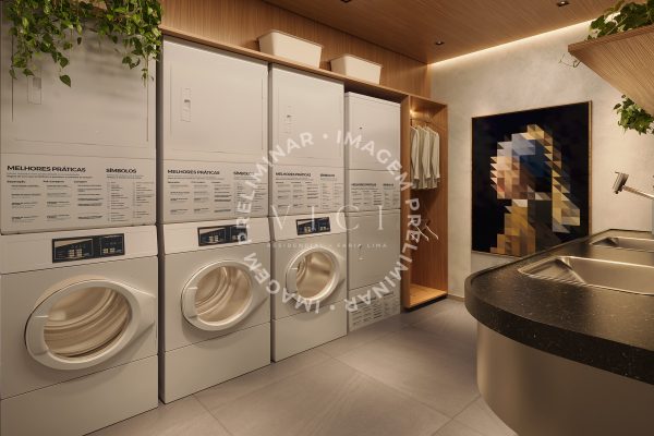 Perspectiva artística da lavanderia coletiva