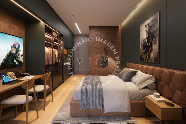 Perspectiva artística do studio | 25m²