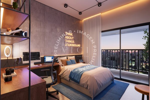 Perspectiva artística do studio | 25m²