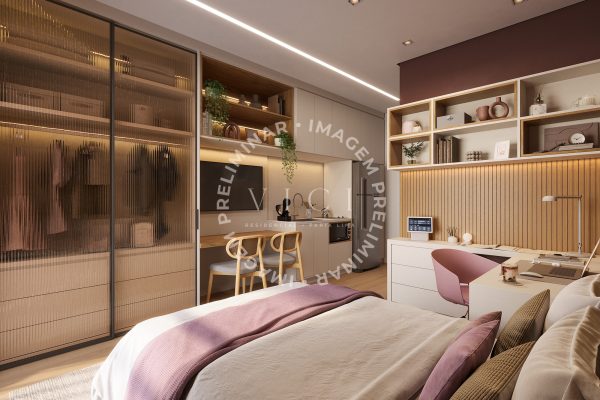 Perspectiva artística do studio | 25m²