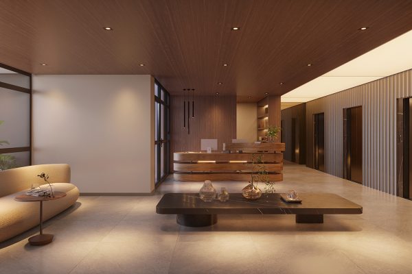 Perspectiva artística do Lobby Residencial