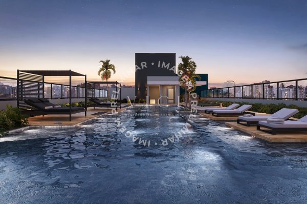 Perspectiva artística da churrasqueira no rootop