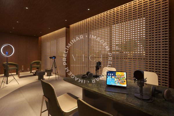 Perspectiva artística do espaço podcast