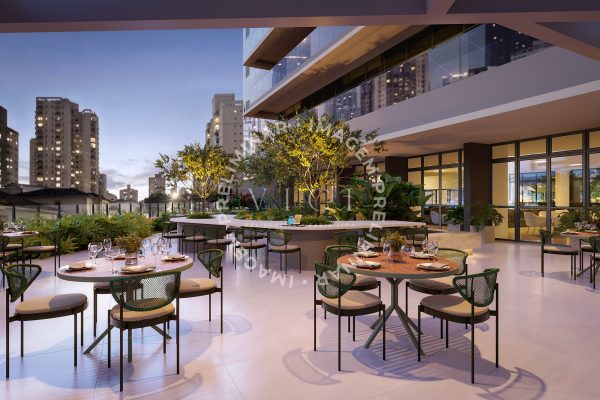 Perspectiva artística da praça térreo