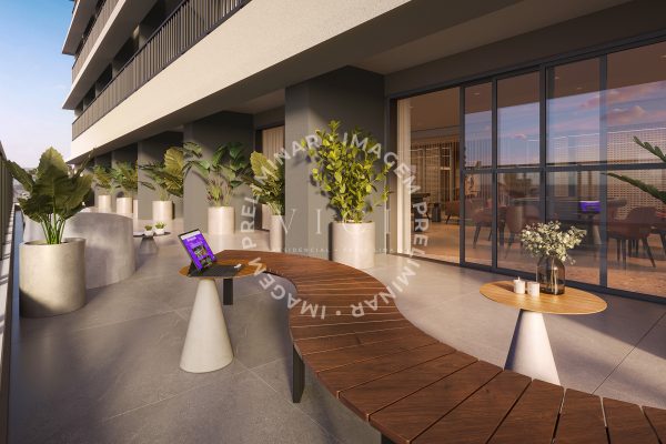 Perspectiva artística do terraço lounge